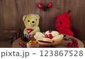 Pair toy bears greatly love one another  123867528