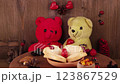 Pair toy bears greatly love one another  123867529