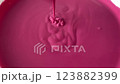 Process of kneading the pink dough for the Japanese dessert Mochi, selective focus 123882399
