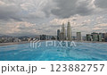 View from swimming pool on Petronas Twin Towers in Kuala Lumpur, Malaysia 123882757