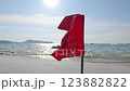Red flag with sign "No Swimming here" 123882822