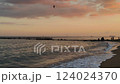Barceloneta beach in Barcelona during sunset 124024370