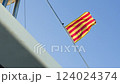 Yellow and red Catalan flag waving in the wind 124024374