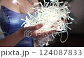 Woman holding christmas lights slow motion 124087833