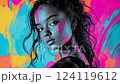若者と虹色抽象背景10 124119612