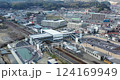 Aerial view of the completed Nishitakaya new station building and its surroundings 124169949