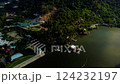 Flights over a high-altitude lake.  124232197