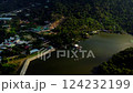 Flights over a high-altitude lake.  124232199