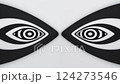 Black and white hypnotic eyes optical illusion loop animation 124273546