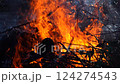 Bonfire flame close-up slow motion 124274543