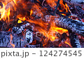 Bonfire flame close-up slow motion 124274545