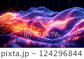 Abstract Waves Glowing Particle Landscape 124296844