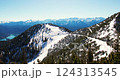 Stunning snowy mountain landscape near a serene lake on a clear day 124313545