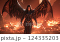 火の海に降臨する漆黒の翼を持つ悪魔の女性 124335203