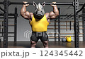 athlete anthropomorphic rhinoceros in the gym 124345442