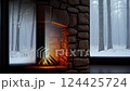 Unstitched winter scenes: During the individual circulation and meditative video, enjoy the wall fire, and the forest scenery of the sound of the fire and the snow in the forest 124425724