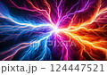 Futuristic background with glowing plasma energy light patterns 124447521