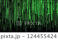 Matrix style digital rain pattern, futuristic code flow 124455424