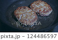 Cooking scene-baking hamburger steak- 124486597