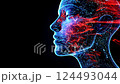 Digital transformation: futuristic human head with dynamic neural network visualization 124493044