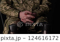 Portrait of a Resilient Individual with Bionic Prosthesis in Military Attire, Conveying Strength and Determination 124616172