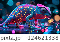 Colorful neon lizard in fantasy lighting 124621338