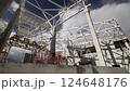 Modern Construction Site with Steel Framework and Scaffolding 124648176