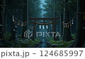 Animation of a mysterious forest torii gate 124685997