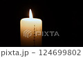Lit Christmas advent candle whith numbers. Christmas decor and holiday preparations 124699802