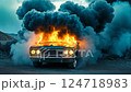 Car exhaust fumes due to engine malfunction 124718983