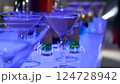 Variety cocktails on the illuminated bar counter with selective focus video footage 124728942