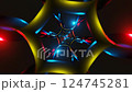 Seamless abstract VJ loop of geometric patterns with rhythmic strobe lights 124745281