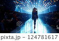 Fashion Show Model Walking Runway, Spotlight, Stylish Clothing - Catwalk Elegance 124781617
