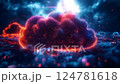 Cloud Computing Glowing Data Cloud - Digital Technology Background 124781618