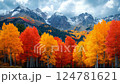 Autumn Majesty Vibrant Aspen Trees and Snowy Mountain Peaks - Colorado Landscape 124781621