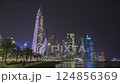 Doha, Qatar-March 12 2025:Doha Qatar skyline from corniche promenade at night in the West Bay area 124856369