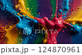 Abstract vibrant multicolor wet paint splash of drops 124870961
