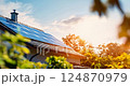 Modern Solar Panels on a roof of house with sunlight. 124870979