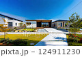 シンプルな日本の平屋住宅、戸建て住宅 124911230