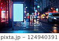 city street night blank billboard 124940391