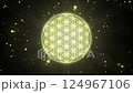 Flower of Life glows on a luminous cosmic background 124967106