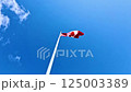 The Canadian flag fluttering in the blue sky. Canada The Canadian flag fluttering in the blue sky. Canada 125003389