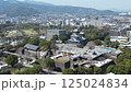 熊本城天守閣と震災からの復旧作業中の宇土櫓（ドローン空撮） 125024834