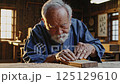 Japanese Master Carpenter, 4K Traditional Craftsmanship Portrait, A breathtaking 4K portrait capturing a master carpenter in his traditional Japanese workshop. 125129610