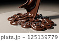 Luxurious Melting Chocolate Ganache Flow - 4K Cinematic Video. A mesmerizing ultra-high definition capture of liquid chocolate ganache in motion, showcasing its rich, glossy surface and perfect viscos 125139779