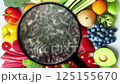 Magnified View of Bacteria on Fresh Fruits and Vegetables Highlighting Food Safety Concerns 125155670