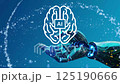 The Brain and Hand of the Robot Represent Innovation in AI's Potential. Future Technology: A Robot Hand with an Artificial Brain 125190666