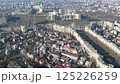 Aerial drone view over Bucharest downtown cityscape, Romania. Palace of Parliament, National Salvation Cathedral, The Patriarchal Cathedral and Boulevard Unirii. 125226259