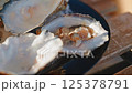oysters in restaurant, closeup view 125378791