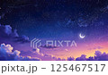 雲の向こうに見える星空と月の映像、夜景 125467517